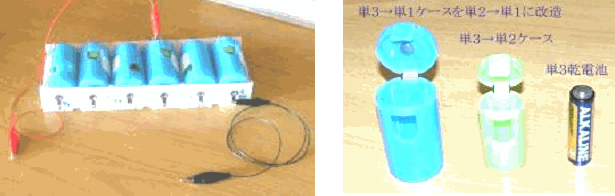 簡易電源と電池サイズ変換ケース